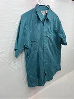 New Men’s ELY Cattleman Teal Short Sleeve Pearl Snap 16.5 Large X-67