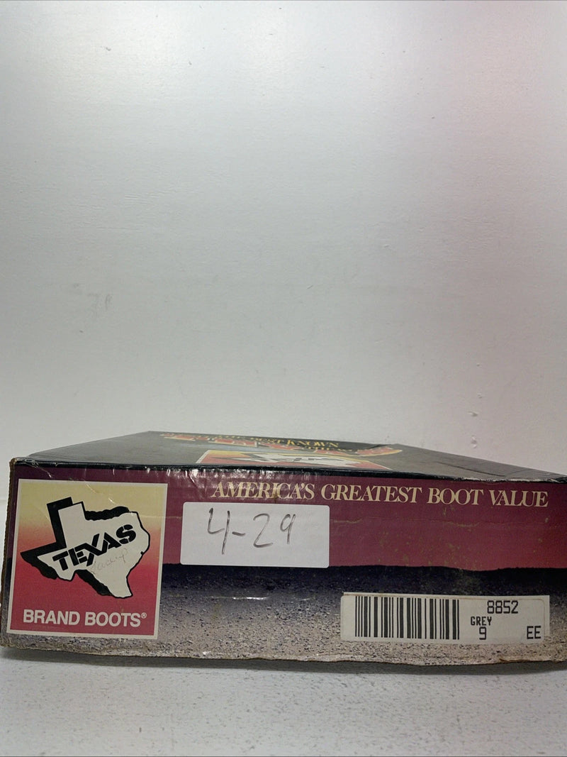 New Men’s Grey Lace Up Texas Brand Cowboy Boots. 8852 9 E E. 4-29