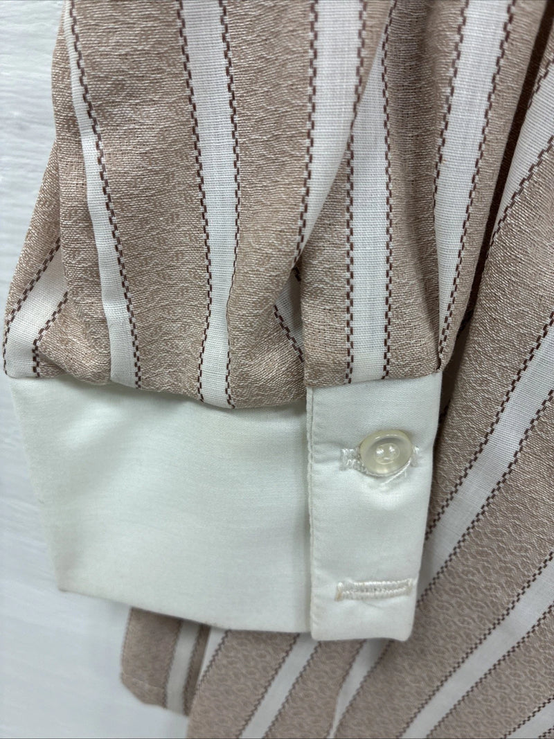 New Men’s Fenton Tan White Stripe Long Sleeve Button Up Small Q-17