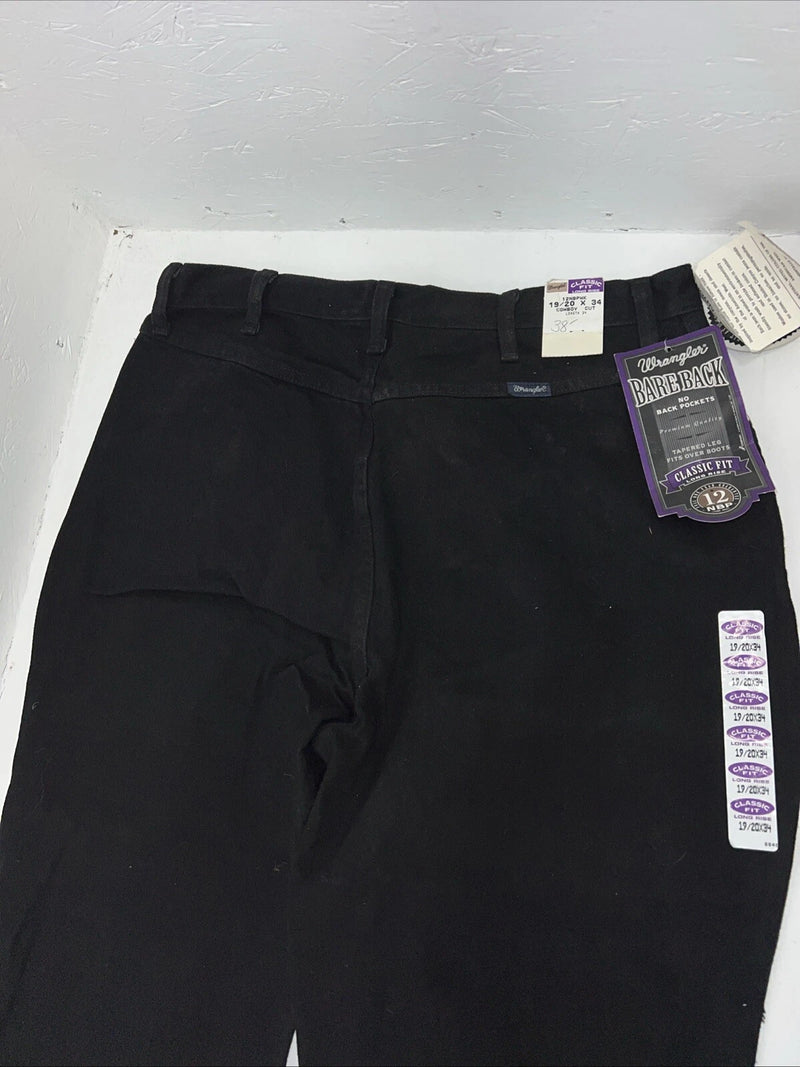 New Women’s Black Bareback Classic Fit Wrangler Jeans. 19/20x34 H-16
