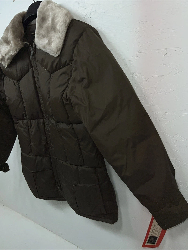 New Women’s Tempco Brown Puffer Coat 14 Wool Neck #1780 UU-13