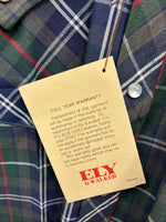 New Men’s ELY Plains Green Blue Plaid Long Sleeve Pearl Snap 16.5 Large Q-85