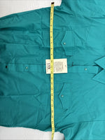 New Men’s ELY Cattleman Teal Short Sleeve Pearl Snap 16 Large AA-109