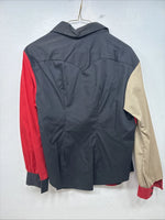 New Women’s Deborah Haman Red Black Tan Long Sleeve Button Up Medium YY-97