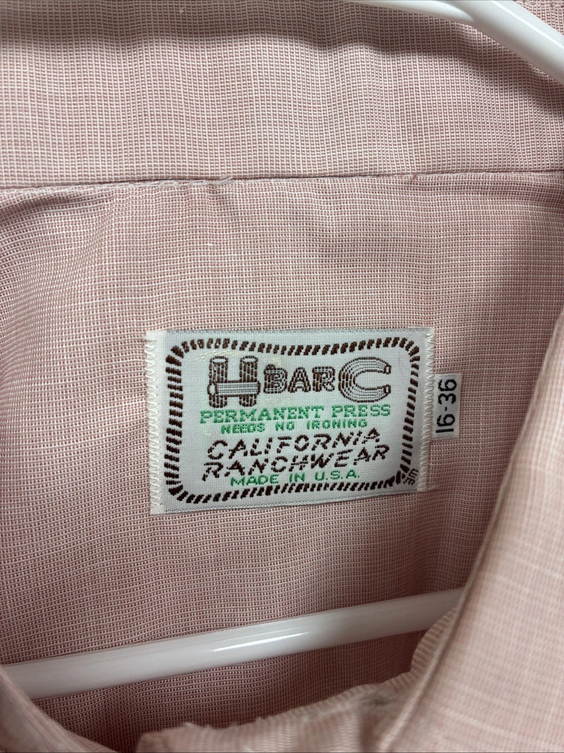 New Men’s H Bar C Pink Long Sleeve Pearl Snap 16 X 36 Large X-71