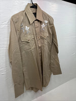 New Men’s Champion Western Brown Designed Long Sleeve Pearl Snap Medium J-78
