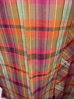 New Men’s Champion Western Orange Pink Plaid Long Sleeve Pearl Snap Small AA-88 
