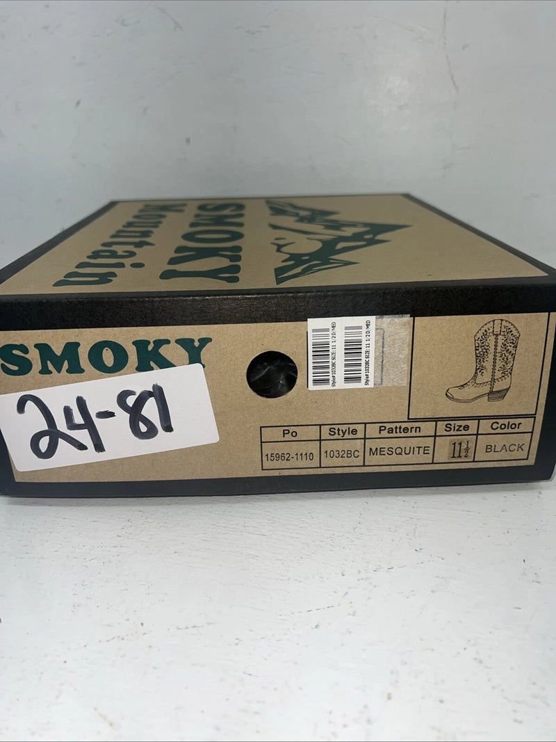 New Children’s Black Smoky Mountain Cowboy Boots. 1032BC 11.5 11 1/2 D. 24-81