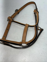 New Light Oil Genuine Leather Horse Halter With Metal Silver Plate W-21