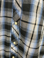 New Women’s Cumberland Blue Black Plaid Long Sleeve Pearl Snap 2XL GG-36