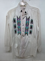 New Women’s Chaplin White Designed Long Sleeve Button Up Medium YY-76