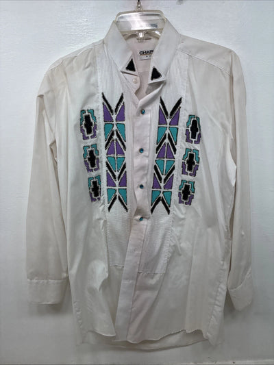New Women’s Chaplin White Designed Long Sleeve Button Up Medium YY-76