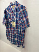 New Men’s ELY Cattleman Purple Plaid Long Sleeve Pearl Snap Large X-35