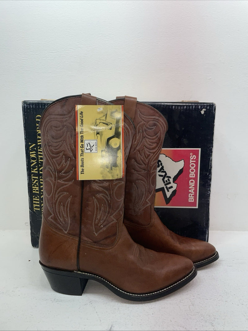 New Men’s Brown Texas Brand Cowboy Boots. 5111 9.5 9 1/2 D. 6-98