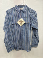 New Kids ELY Classic Blue Stripe Long Sleeve Button Up Large CC-85