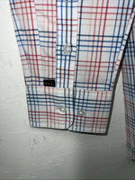 New Men’s Blue Red Plaid ELY Cattleman Button Up Long Sleeve Shirt. M P-42