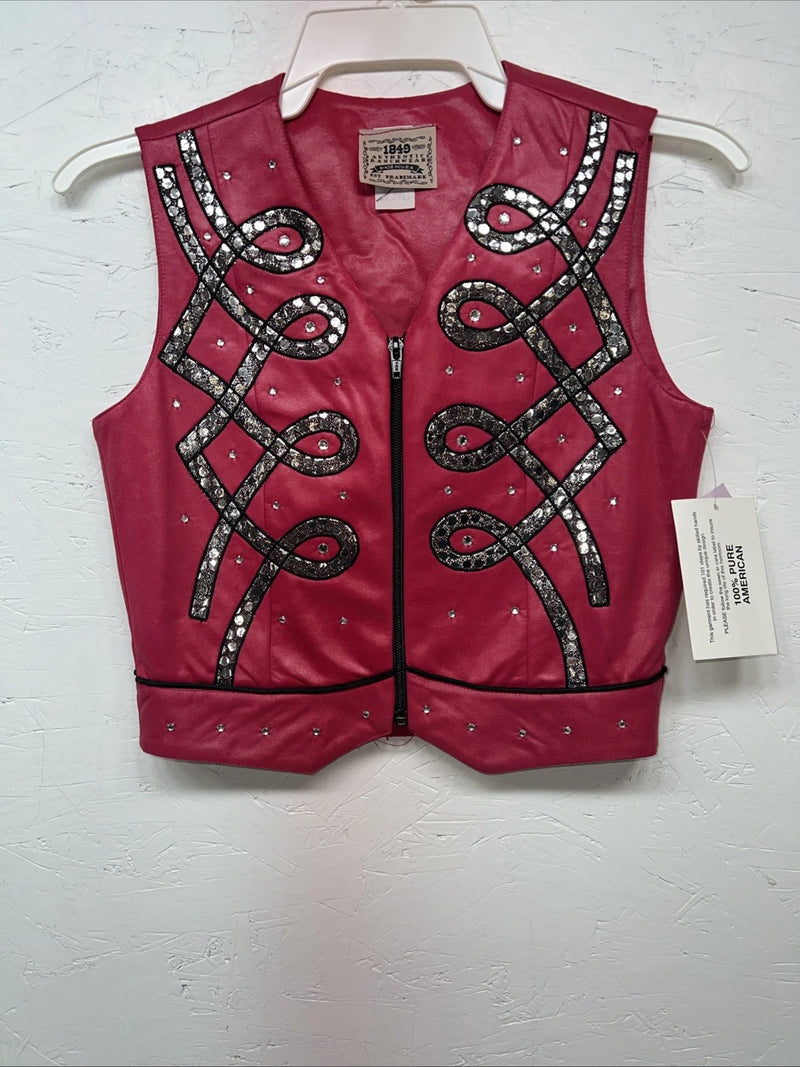New Women’s Pink 1849 Authentic Ranchwear Western Show Vest XXS E-605