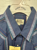 New Men’s ELY Cattleman Purple Stripe Western Long Sleeve Pearl Snap XL R-56
