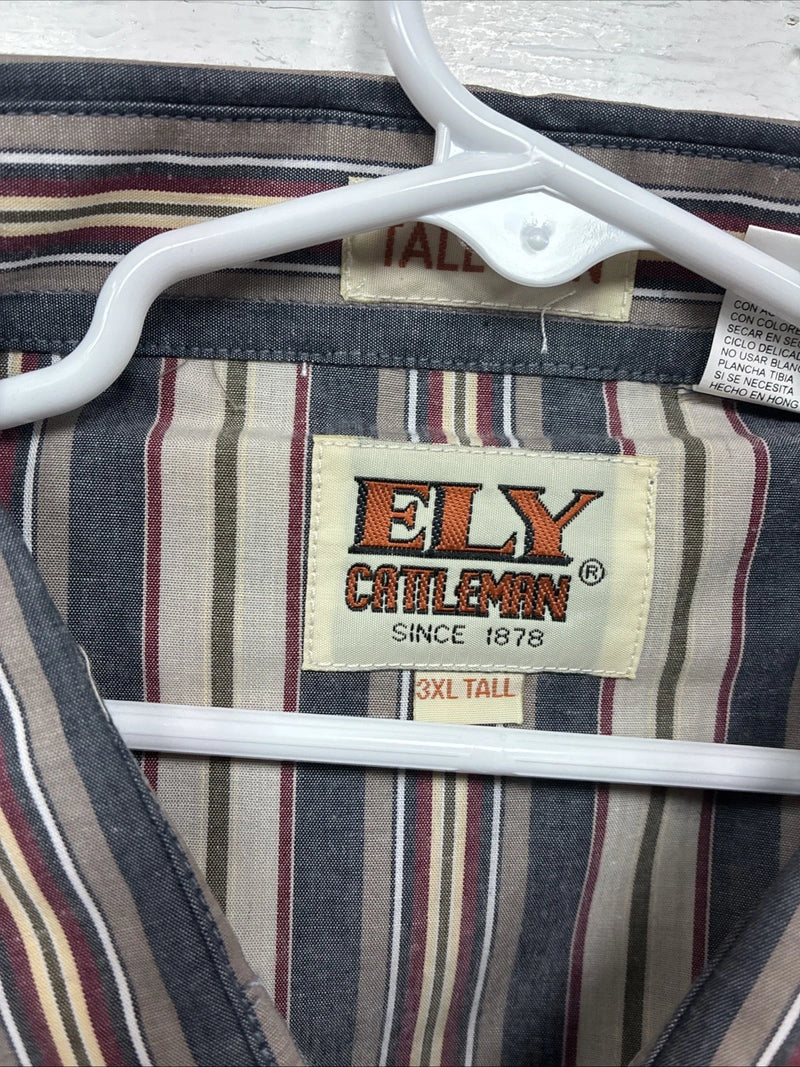 New Men’s ELY Cattleman Multicolor Stripe Short Sleeve Pearl Snap 3XL M-82