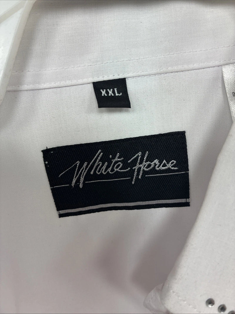 New Women’s White Horse White Gem Long Sleeve Pearl Snap 2XL GG-51