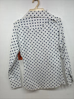 New Women’s Dickson Jenkins White Polkadot Long Sleeve Pearl Snap Size 30 KK-60