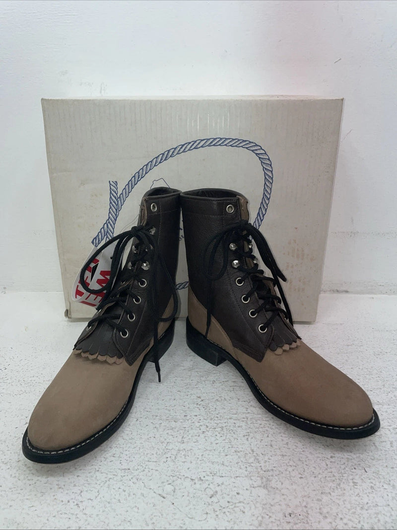 New Men’s Brown Lac Up A Jama Product Cowboy Boots. Y 5110 G 4.5 4 1/2. 2-60