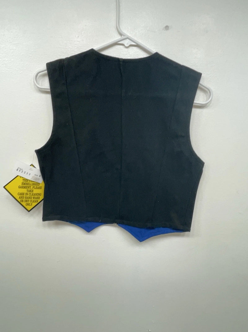 New Women’s Blue With Bling Valencia Cut Off Zip Up Vest S #69479 3B-61