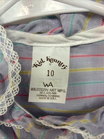 New Kids Kid Kountry Purple Stripe Long Sleeve Pearl Snap Size 10 TT-86