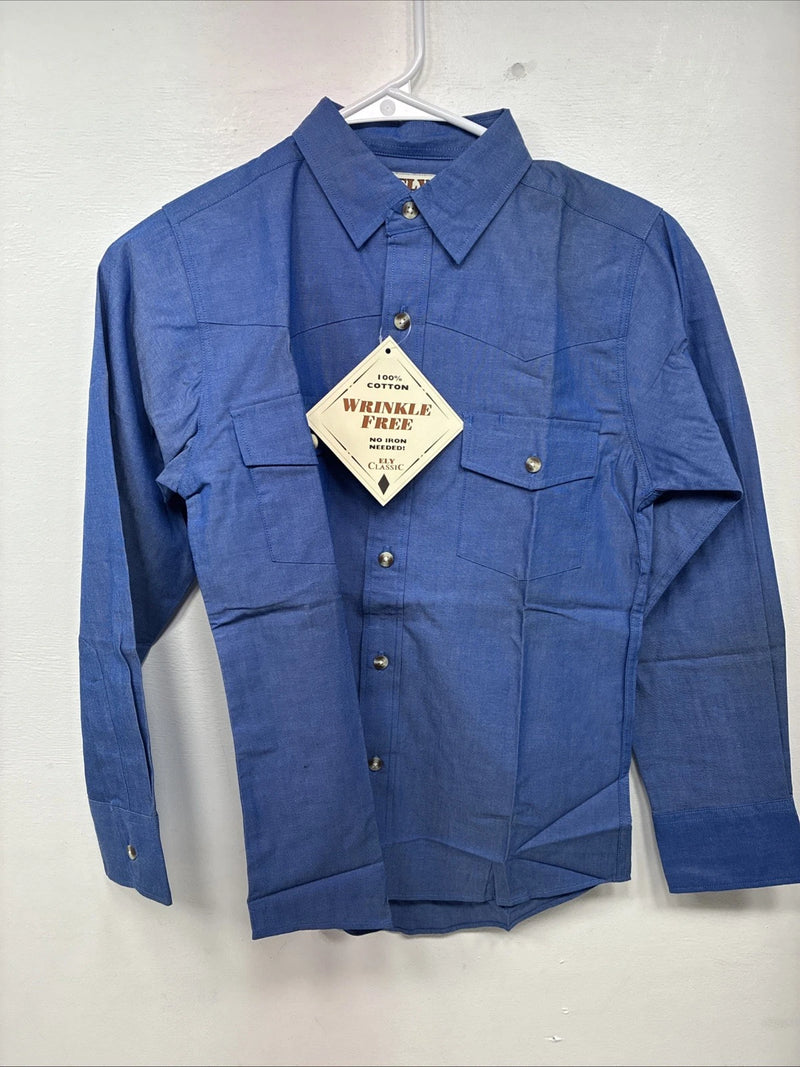 New Kids ELY Classic Blue Jean Design Long Sleeve Button Up Medium LL-27
