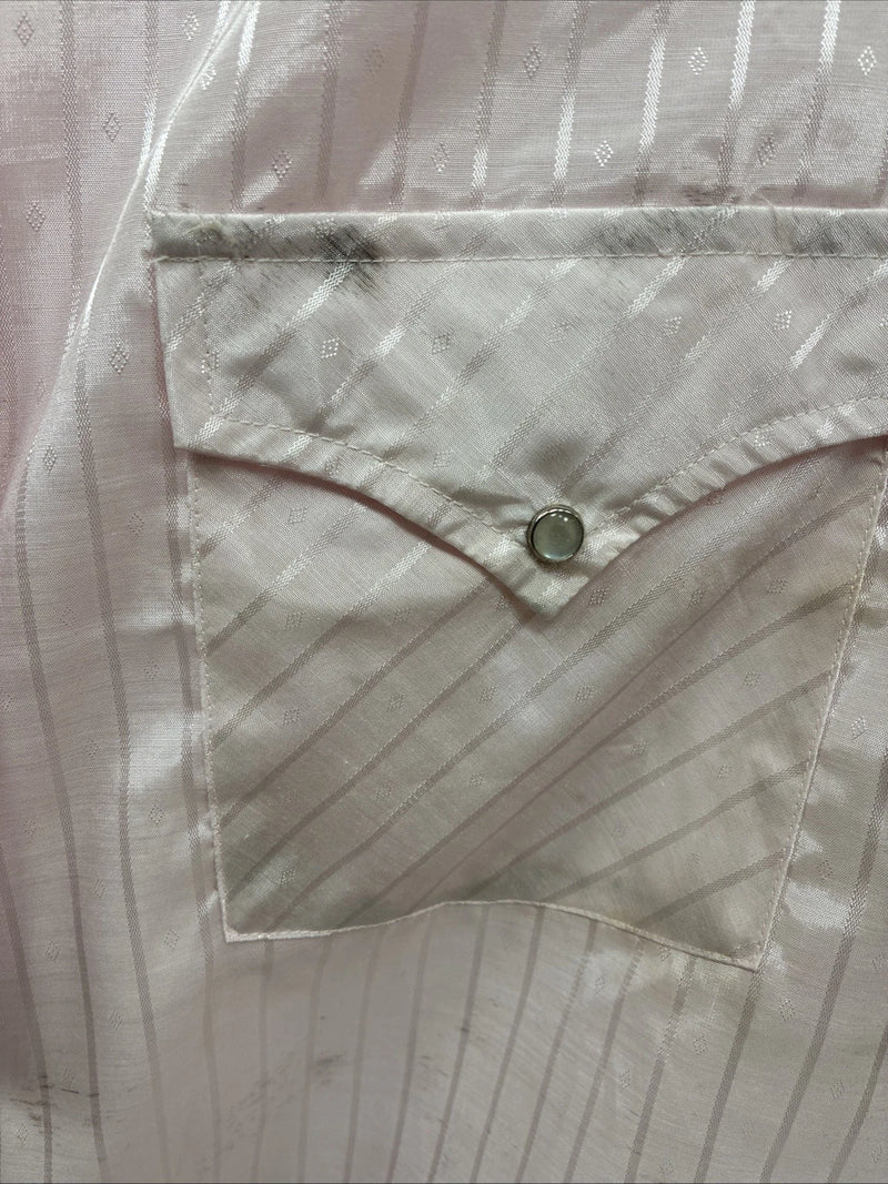 New Men’s ELY Cattleman Pink Stripe Short Sleeve Pearl Snap 3XL H-39