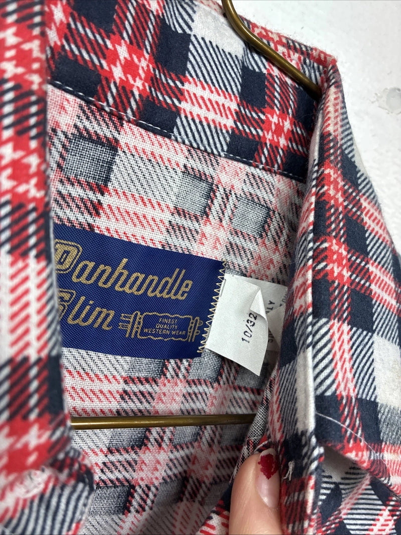New Women’s Panhandle Slim Red Plaid Long Sleeve Pearl Snap Sis E32 MM-52