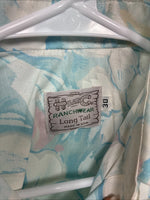 New Women’s H Bar C Blue Floral Short Sleeve Pearl Snap Size 30 DD-155