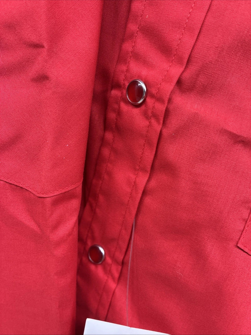 New Men’s ELY Cattleman Red Short Sleeve Pearl Snap 16 Large CC-13
