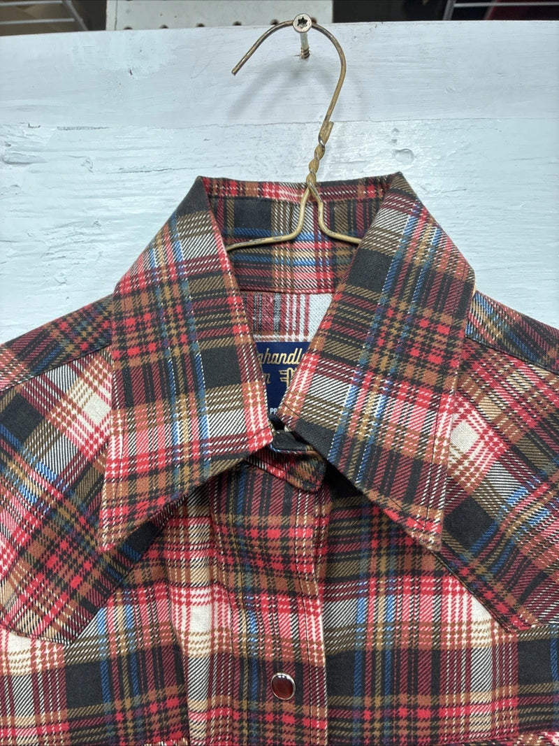 New Men’s Panhandle Slim Red Plaid Long Sleeve Pearl Snap XS J-67