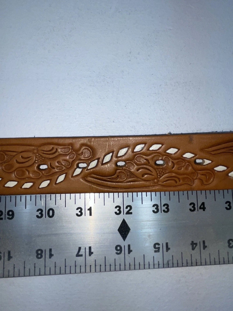New Brown Genuine Leather Tooled 32” Belt #1442B Z-62