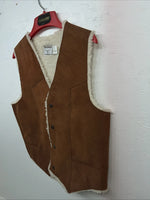 New Women’s Steerbrand Brown Leather Wool Vest Small Q-600