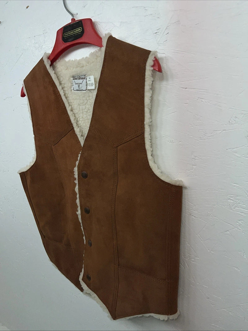 New Women’s Steerbrand Brown Leather Wool Vest Small Q-600