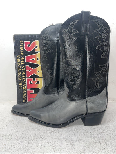 New Men’s Gray Texas Brand Cowboy Boots. 7920 8.5 8 1/2 D. 3-98