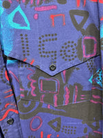 New Men’s GunSmoke Black Purple Designed Long Sleeve Button Up Shirt Medium K-31