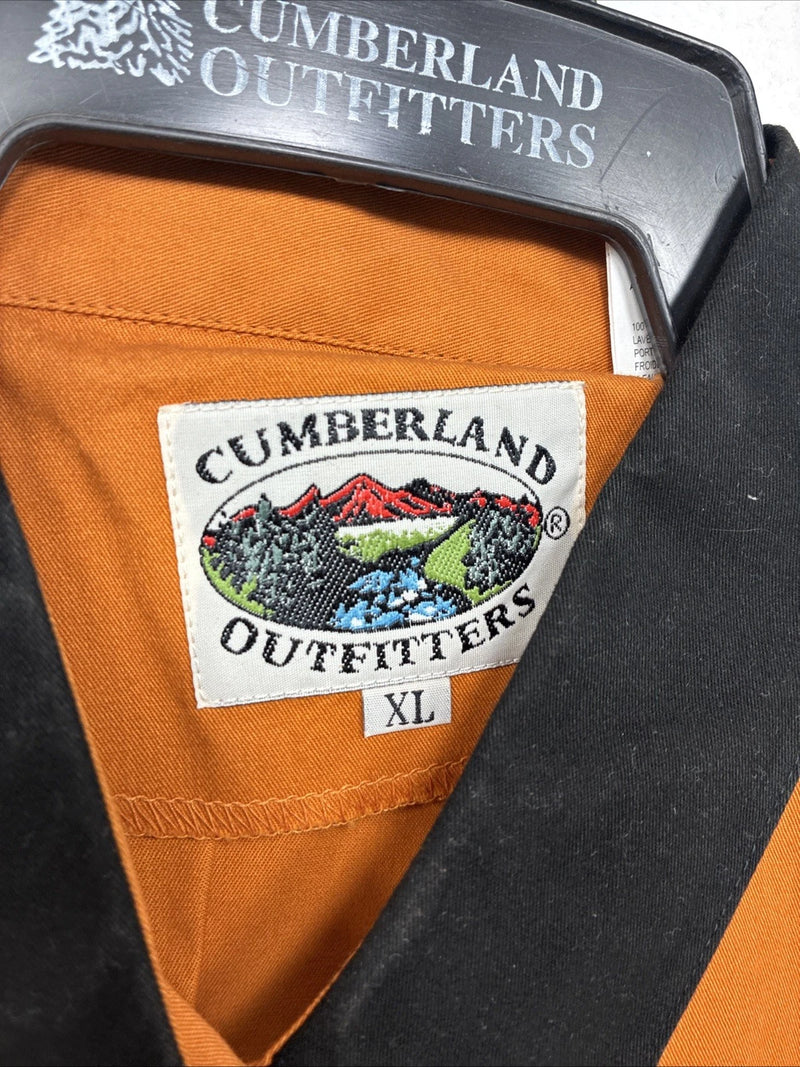 New Women’s Cumberland Orange Black Short Sleeve Button Up XL TT-5