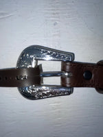 New Brown Genuine Leather Nocona Silver Pendent 30” Belt #N3420402 JJ-137