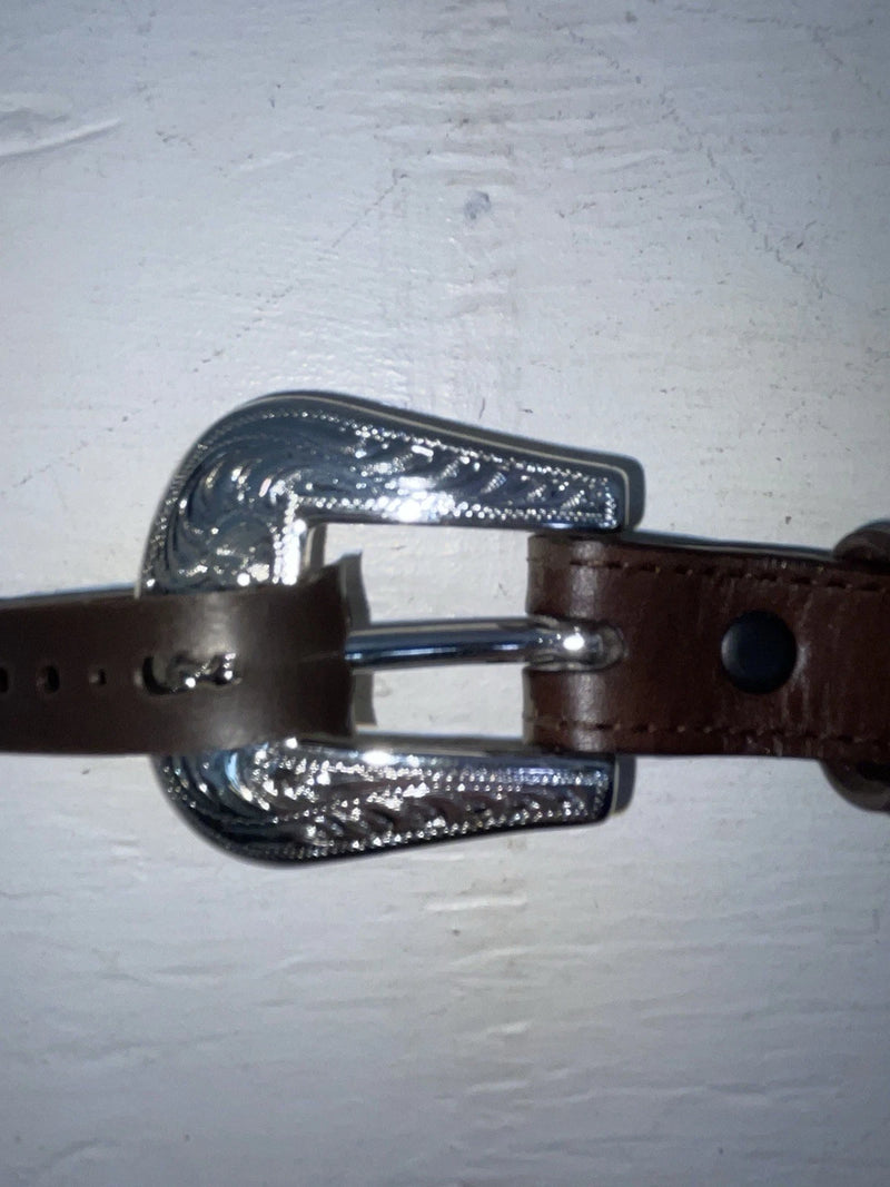 New Brown Genuine Leather Nocona Silver Pendent 30” Belt #N3420402 JJ-137
