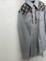 New Men’s Blue Plaid Champion Western Pearl Snap Long Sleeve  15.5x33 M I-48