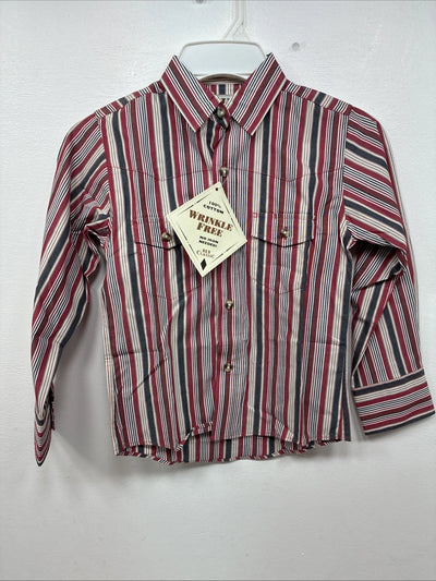 New Kids ELY Classic Red Stripe Long Sleeve Pearl Snap Small DD-138