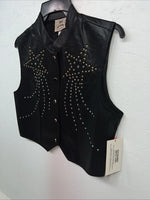 New Women’s 1849 Authentic Ranchwear Black Star Western Show Vest Large L-602