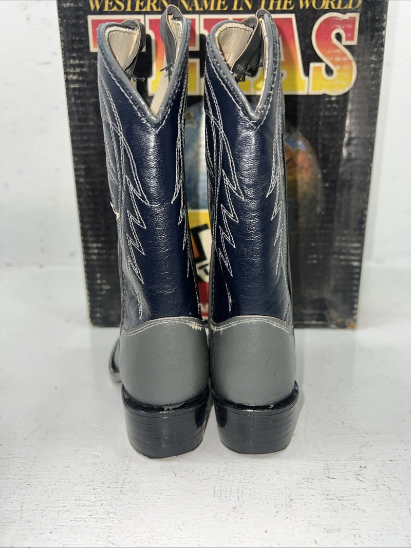 New Children’s Blue And Gray Texas Brand Cowboy Boots. 2102 11.5 11 1/2 D. 24-90