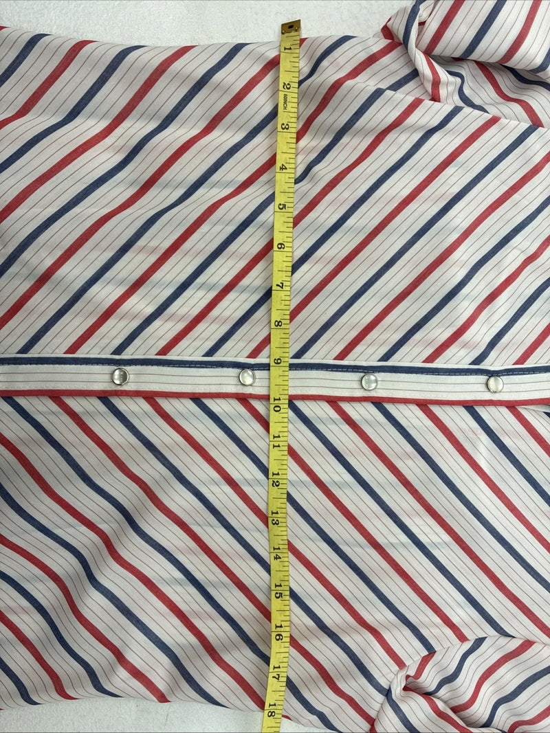 Me Siemens H Bar C Red Blue Stripe Long Sleeve Pearl Snap Size 34 LL-46