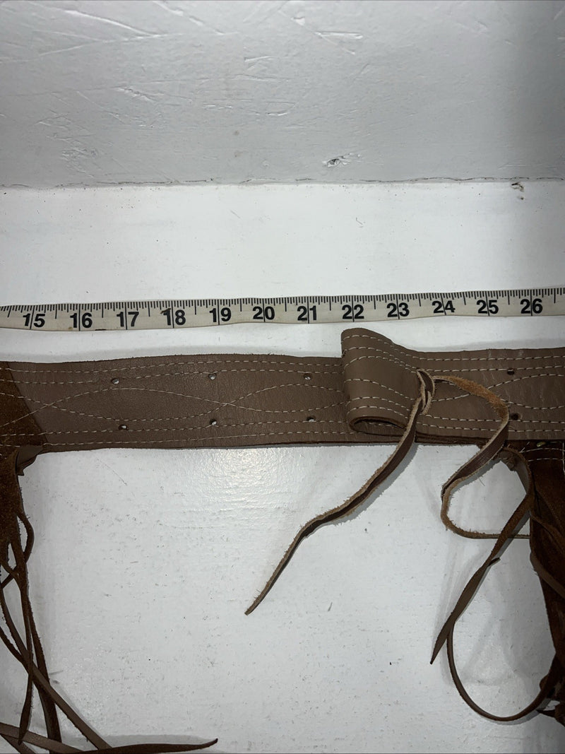 NOS Brown Show Chaps With Fringe Adjustable Waist 33” I-64