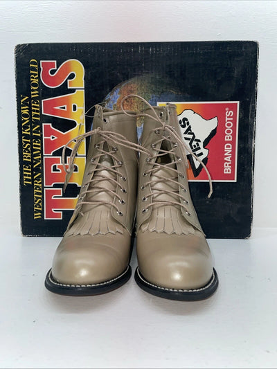 New Women’s Brown Lace Up Texas Brand Cowboy Boots. 4498 9 M. 15-85