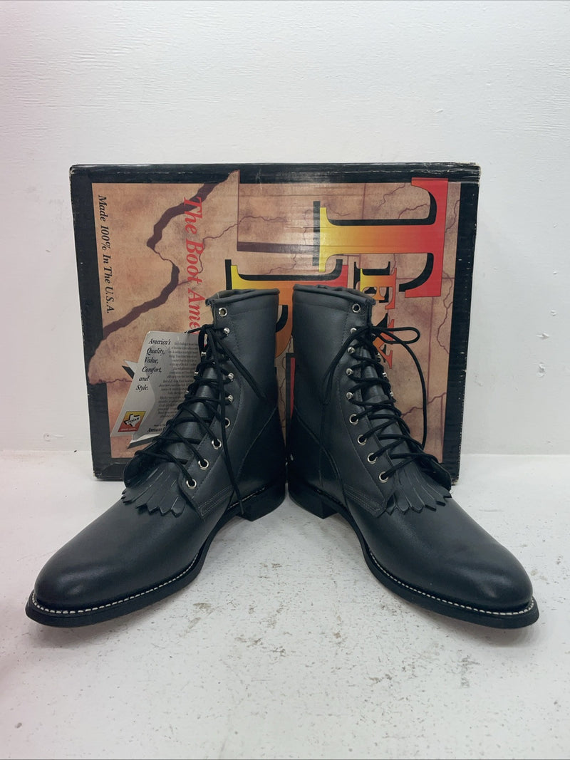 New Men’s Gray Lace Up Texas Brand Cowboy Boots. 8-97
